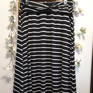 Black with Beige Stripes Maxi Skirt